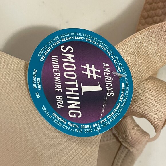 NWT, VANITY FAIR Beauty Back Full Figure No Poke Underwire Bra, Neutral - 42E - Picture 8 of 8